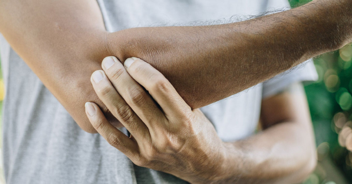 Lateral epicondylitis (LE), commonly known as ‘tennis elbow’, where pain persists for 6 weeks or more; however, earlier institution of exercise might also confer benefit.